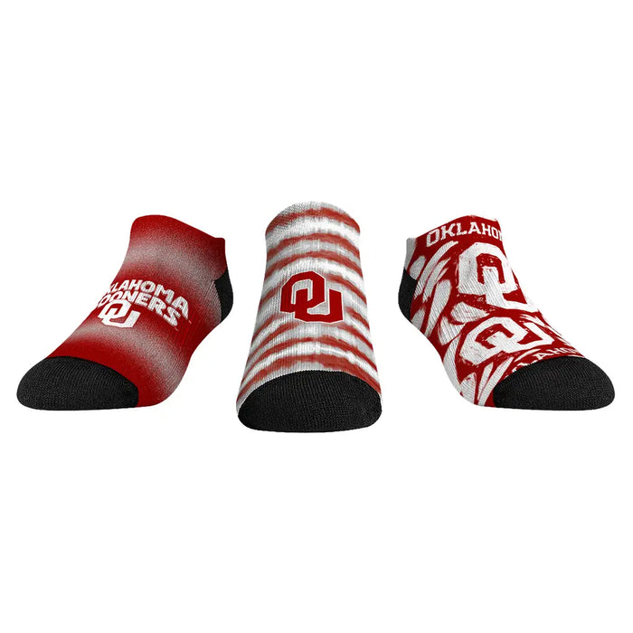 Oklahoma Sooners - Low Cut - Make Some Noise (3-Pack) by Rock 'Em Socks