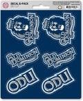 Old Dominion University Monarchs 6-Piece Decal Sticker Set, 5x6 Inch Sheet, Gift for football fans for any hard surfaces around home, automotive, personal items by Fielders Choice