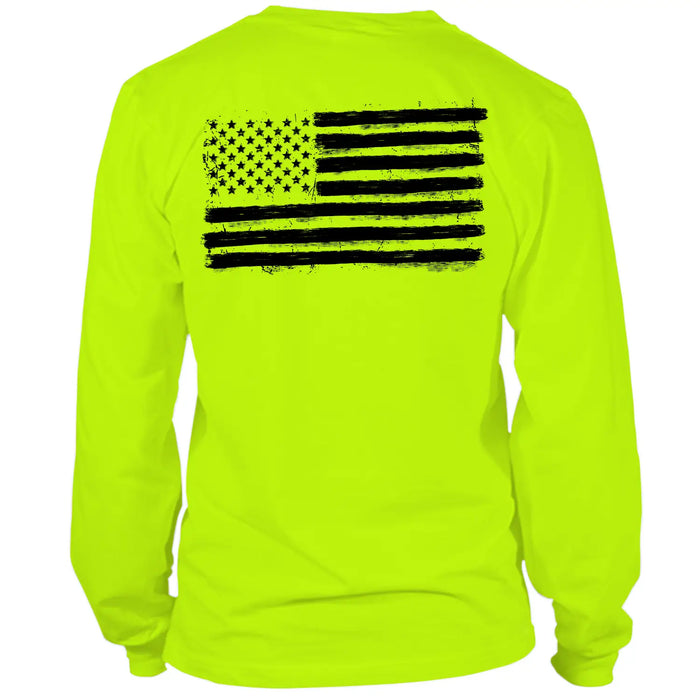 Old Glory - Long Sleeve Safety Yellow Hi-Vis T-Shirt by Armed American Supply