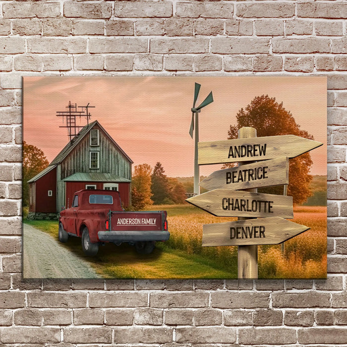 Old Truck Barn Family Names Sign by Tailored Canvases