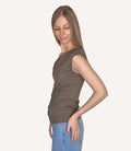 Asymmetrical One Shoulder Knit Top - Olive by Boutique 23