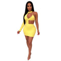 One Shoulder Cut Out Waist Open Back Midi Bodycon Dress by DailySale