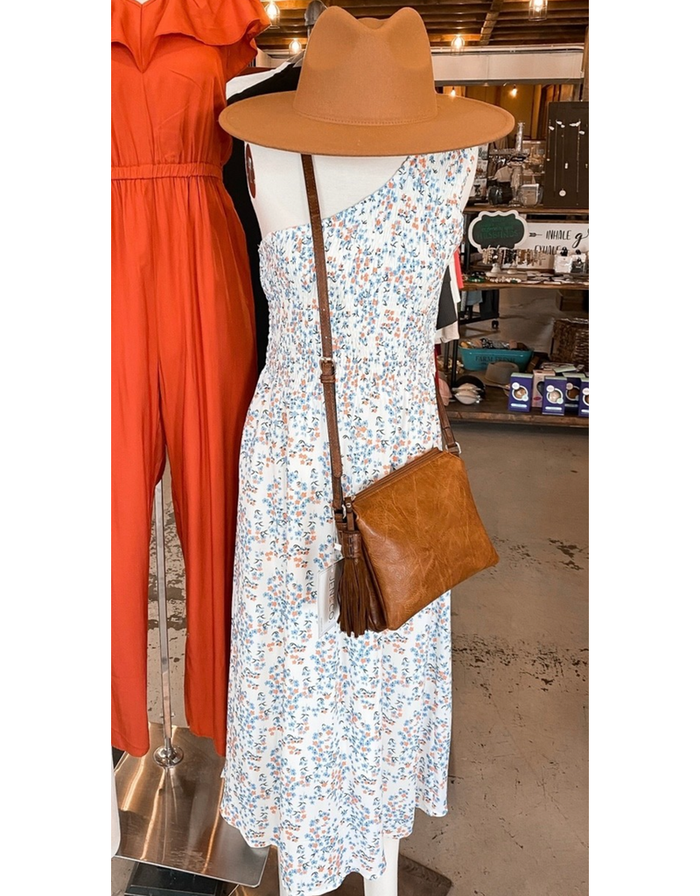 One Shoulder Graphic Print Midi Dress by Boutique 23