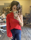 One Shoulder Trumpet Sleeve Top