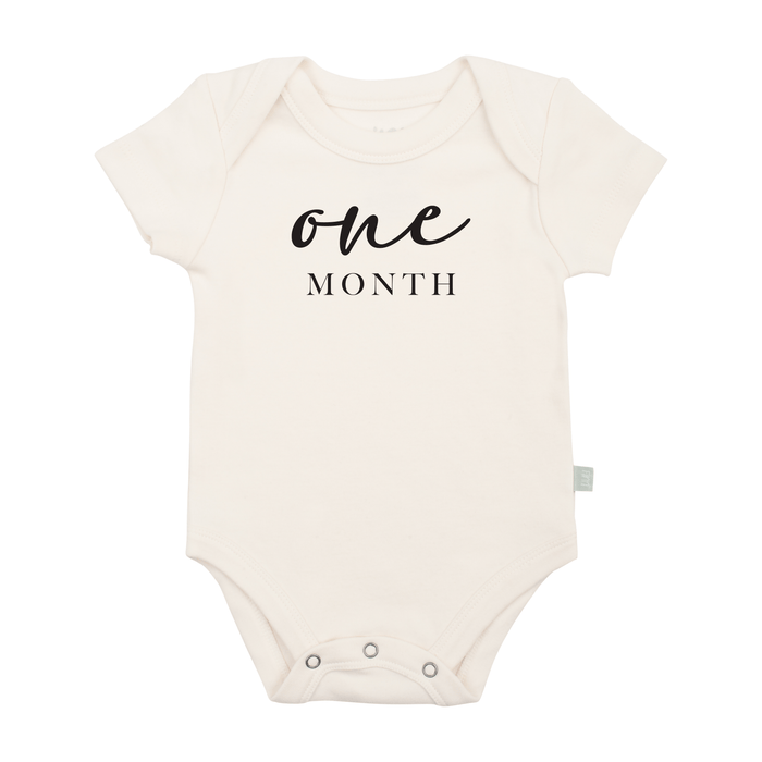 graphic bodysuit | one month milestone charcoal by Finn + Emma
