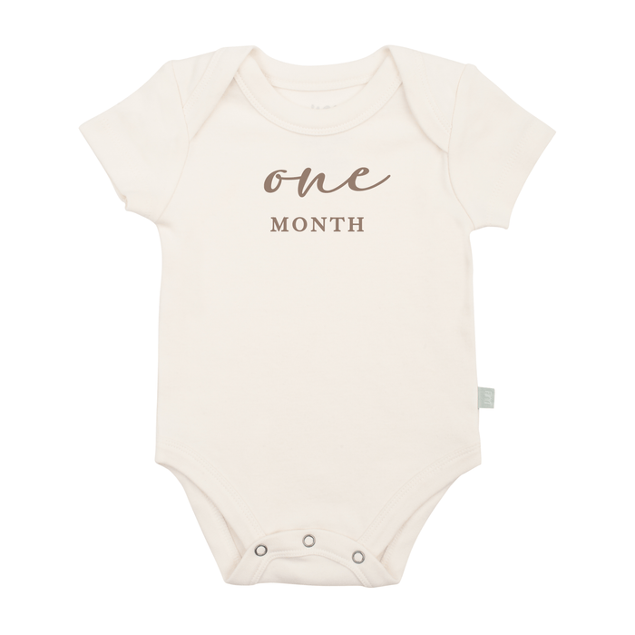 graphic bodysuit | one month milestone taupe by Finn + Emma