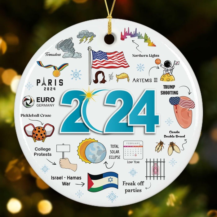NewEleven 2024 Christmas Ornament Year in Review Memorable Holiday Decor by Deal US