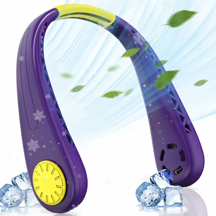 NinetinGel Neck Fan USB Rechargeable Purple Portable Indoor Outdoor Travel by Deal US