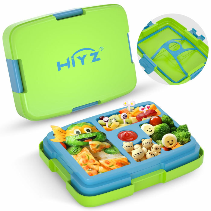HiYZ Kids Bento Lunch Box 5 Compartments Leak-Proof BPA-Free Ages 3-7 by Deal US