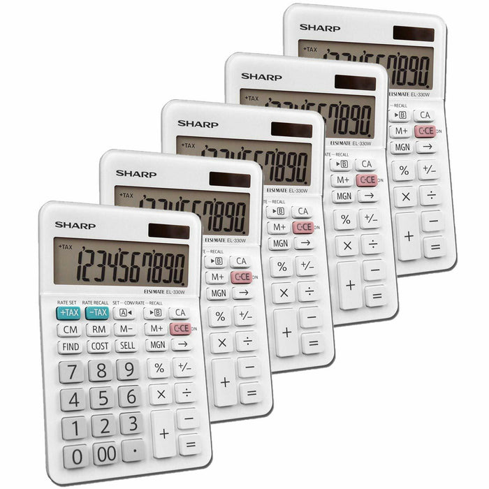 Sharp EL-330WB Calculator Dual Power Solar Battery 1 Pack New by Deal US