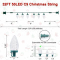 C9 LED Christmas Lights Outdoor 50 LED 32FT Warm White Plug-in Strand by Deal US