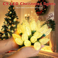 C9 LED Christmas Lights Outdoor 50 LED 32FT Warm White Plug-in Strand by Deal US
