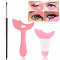 3Pcs Pink Silicone Eyeliner Stencils & Brushes Reusable Makeup Tools by Deal US