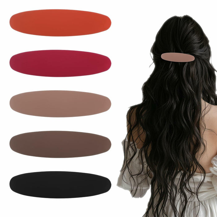 Bewudy 5 PCS Matte Neutral French Hair Barrettes Clips, Strong Hold, Vintage by Deal US