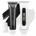 Black White Oil-Based Face Paint Kit with Brushes - Professional Halloween by Deal US