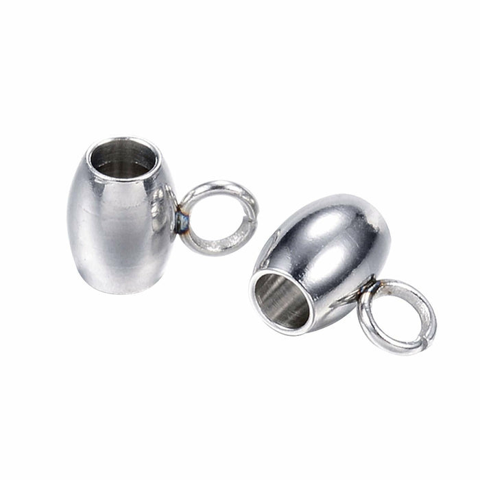 DanLingJewelry 100Pcs Stainless Steel Oval Bail Beads Silver 7x5x4mm Hole 2mm by Deal US