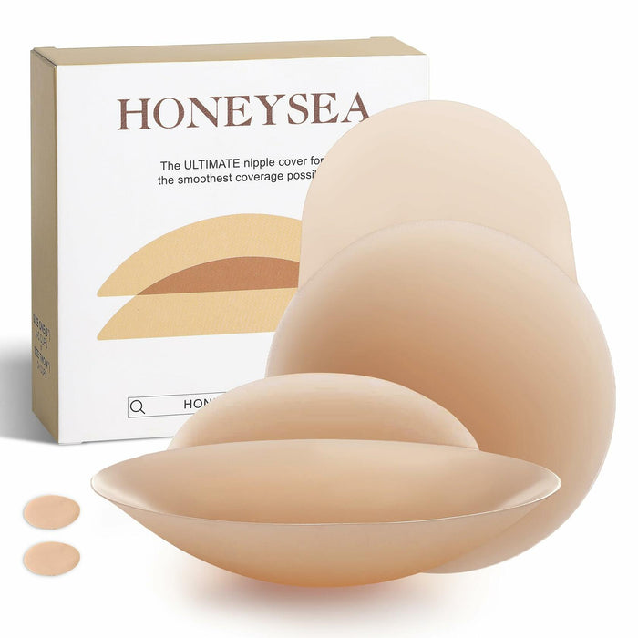 Honeysea Silicone Nipple Covers Pasties Reusable Adhesive Bra 1 Pair Crème by Deal US