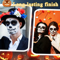Black White Oil-Based Face Paint Kit with Brushes - Professional Halloween by Deal US