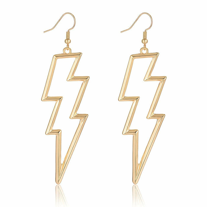 Lightning Bolt Drop Dangle Earrings for Woman Gold Fashion Statement Jewelry by Deal US