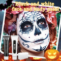 Black White Oil-Based Face Paint Kit with Brushes - Professional Halloween by Deal US