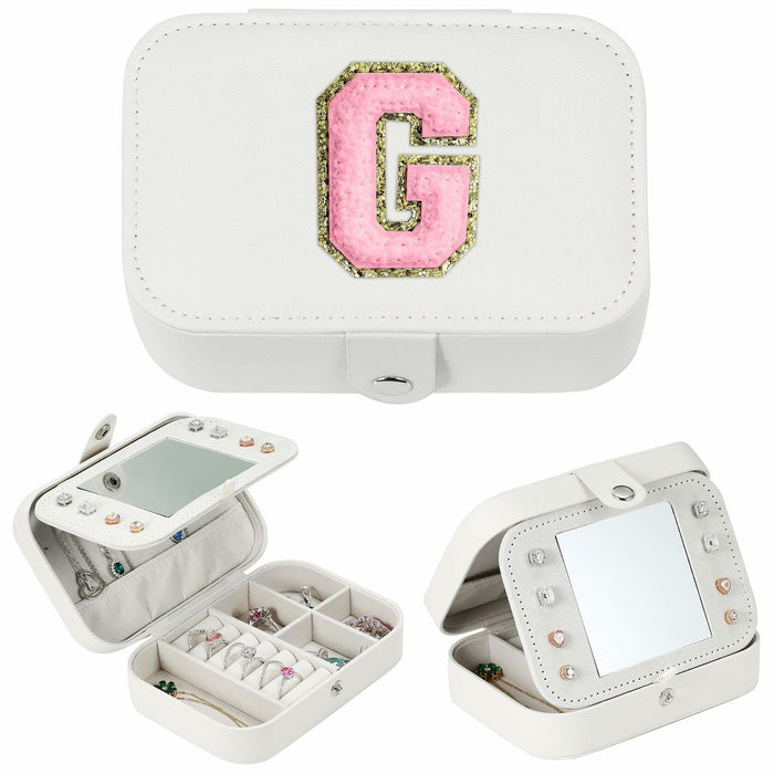 Parima Medium Jewelry Box Travel Organizer Mini Case White Initial G by Deal US