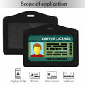 2 Pcs Genuine Leather Horizontal ID Badge Holders Clear Waterproof Black Gray by Deal US