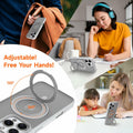 Vongong iPhone 16 Pro Max Gray Magnetic Case Drop-Proof with 360° Ring Stand by Deal US