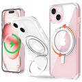 JASBON iPhone 15 Case 6.1 Clear Magnetic Kickstand 360° Rotatable Shockproof by Deal US