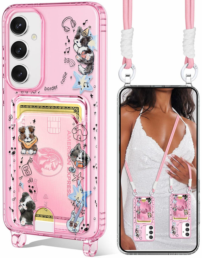 Shorogyt Samsung S24 Crossbody Case with Wristlet Strap, Dog, New by Deal US