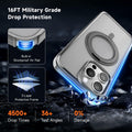 Vongong iPhone 16 Pro Max Gray Magnetic Case Drop-Proof with 360° Ring Stand by Deal US