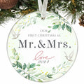 XKDOUS 2024 1st Christmas Mr & Mrs Ceramic Ornament Wedding Gift by Deal US