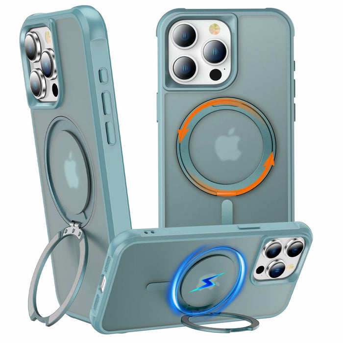 CHAOFEnG iPhone 15 Pro Case 360° Rotatable Stand Magnetic Teal Green by Deal US