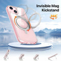 JASBON iPhone 15 Case 6.1 Clear Magnetic Kickstand 360° Rotatable Shockproof by Deal US
