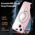 JASBON iPhone 15 Case 6.1 Clear Magnetic Kickstand 360° Rotatable Shockproof by Deal US