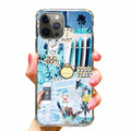 Rewput iPhone 15 Pro Case Blue TPU Bumper Cover Good Vibes Collage by Deal US