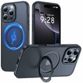KissCall Magnetic Ring Stand Case for iPhone 16 Pro Max Translucent Matte by Deal US