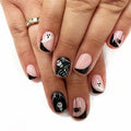 24Pcs French Tip Press On Nails Short Square Ghost Spider Halloween Design by Deal US