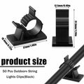 Barydat Cable Clips Black 50pcs Self Adhesive Wire Organizer 1.46x0.72in by Deal US