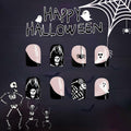 24Pcs French Tip Press On Nails Short Square Ghost Spider Halloween Design by Deal US