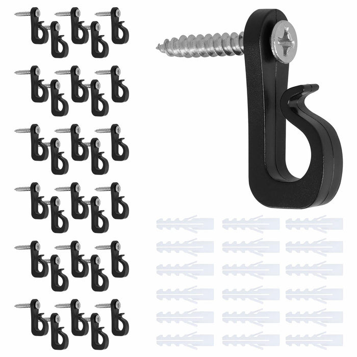 Q Hanger 36Pcs Outdoor String Light Hooks Black Weatherproof Screw-in by Deal US