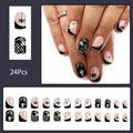 24Pcs French Tip Press On Nails Short Square Ghost Spider Halloween Design by Deal US
