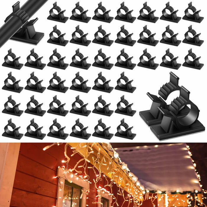 Barydat Cable Clips Black 50pcs Self Adhesive Wire Organizer 1.46x0.72in by Deal US