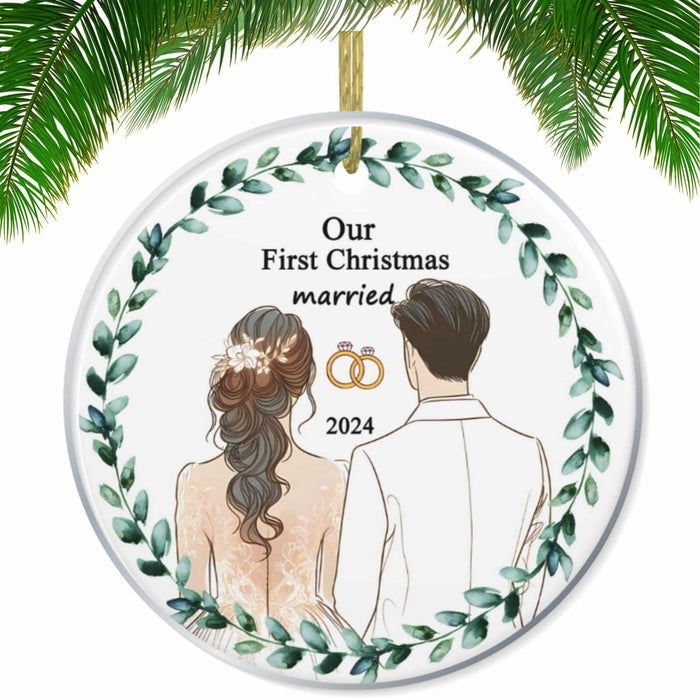 First Christmas Married 2024 Acrylic Ornament - Unique Wedding & Engagement Gift by Deal US