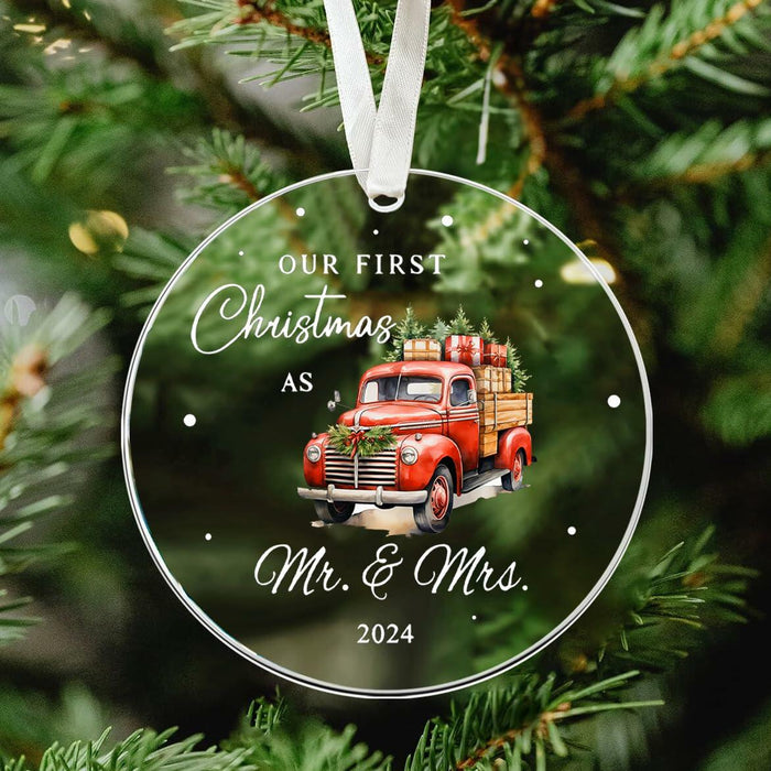 Mr & Mrs Gifts First Married Christmas Ornament 2024 Wedding Gift by Deal US