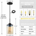 CJY CHENJINYAN 3 Pack 4.3" Amber Glass Pendant Lights Black Finish by Deal US