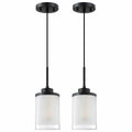 CJY CHENJINYAN 2 Pack 4.3" Black Pendant Light Fixture Frosted Glass by Deal US