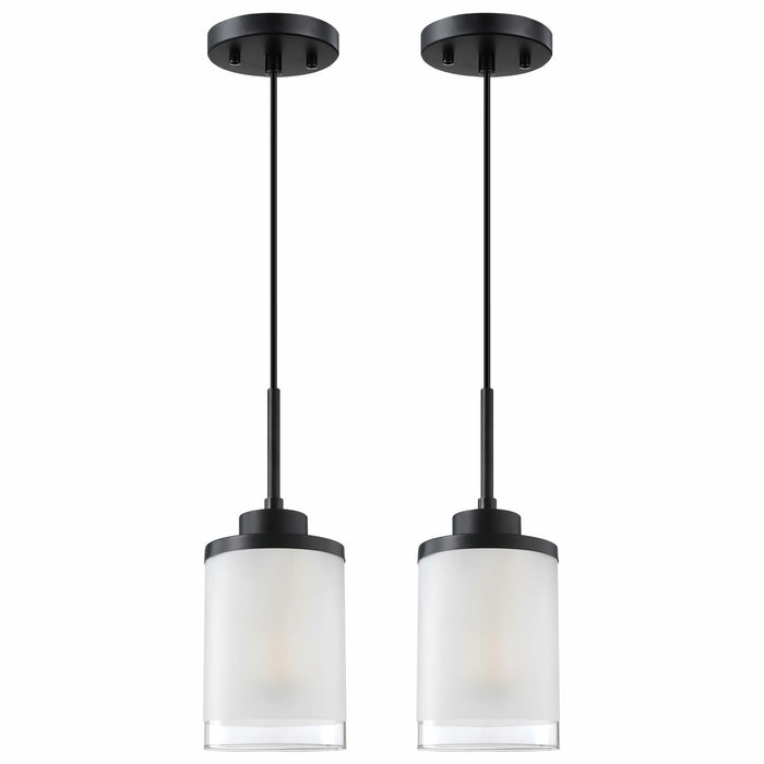 CJY CHENJINYAN 2 Pack 4.3" Black Pendant Light Fixture Frosted Glass by Deal US