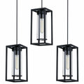 RAINLIGHTING 3 Pack Pendant Ceiling Light 6" Grey Glass Black Finish Indoor by Deal US