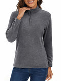 MAGCOMSEN Women's Quarter Zip Pullover Fleece Jacket Grey XL Warm Comfort by Deal US