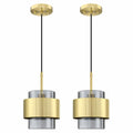Dolaimy 3 Pack 1 Light Kitchen Island Pendant Light 6" Clear Glass Bronze by Deal US